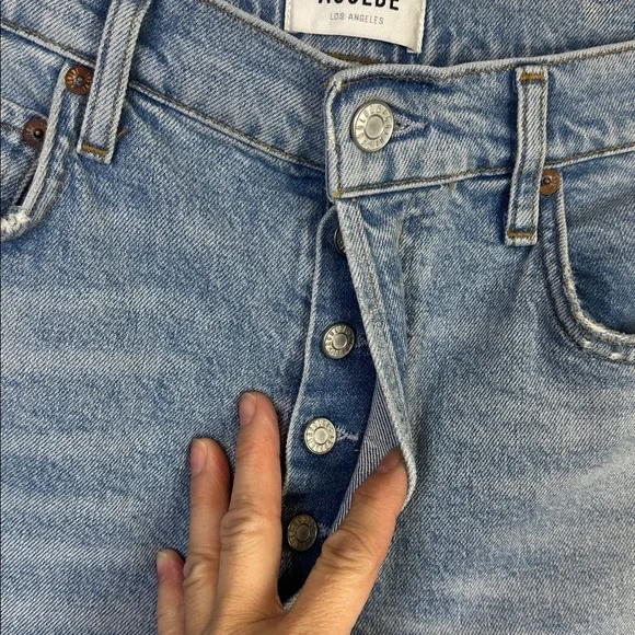 NWT Agolde Riley High Rise Straight Crop Jeans in Bitter Size 29 Cotton Stretch - Picture 7 of 16